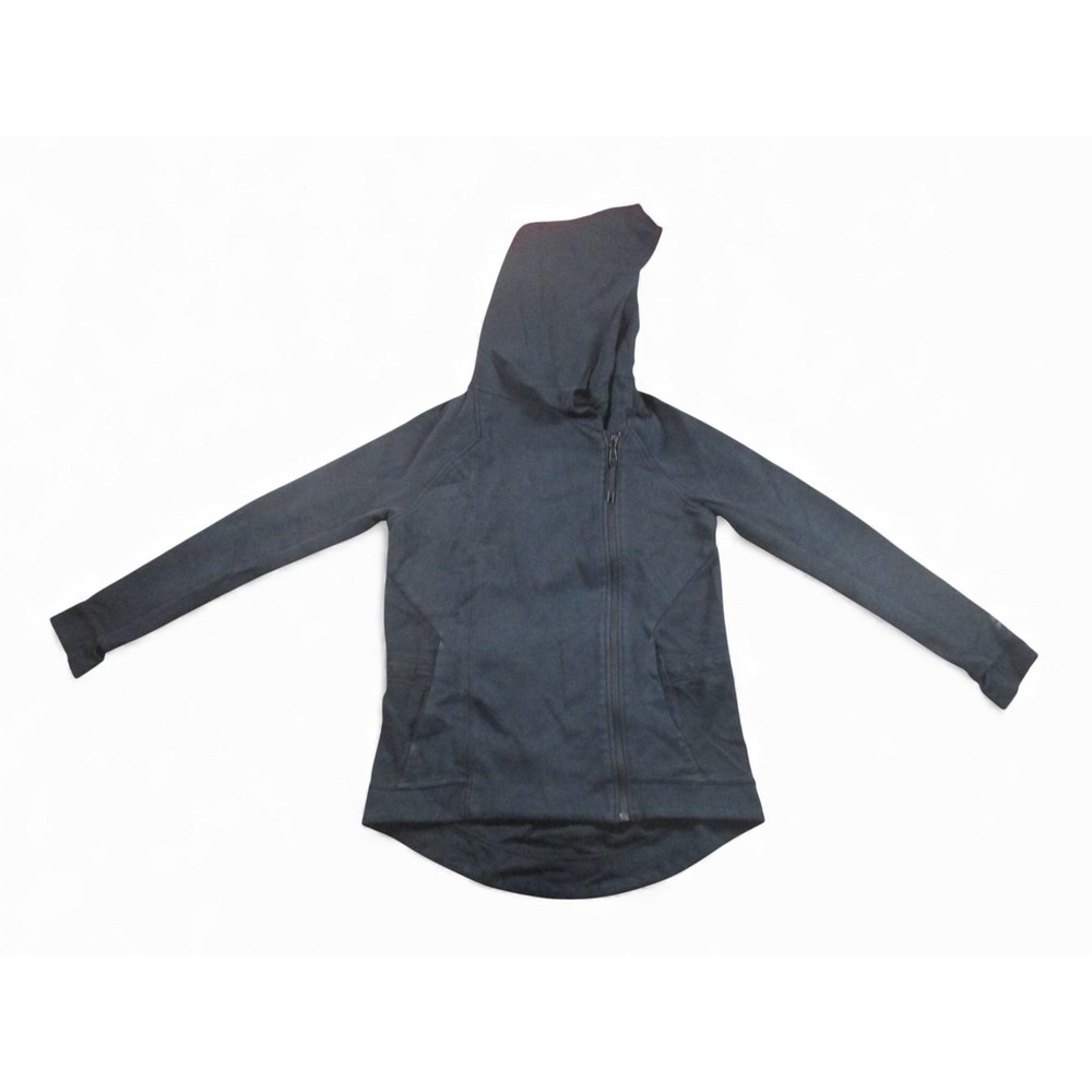 Nike Hoodie Jacket Womens Small Black Longline Full Zip Thumbholes Sweatshirt